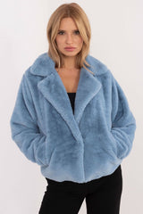 Elegant  slip-in pockets fur jacket