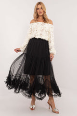 Long decorative frill tulle boho style skirt