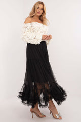 Long decorative frill tulle boho style skirt