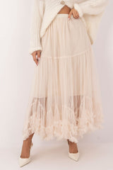 Long decorative frill tulle boho style skirt