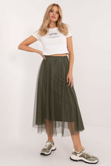 Flared tulle midi skirt