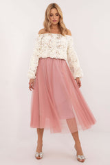 Flared tulle midi skirt