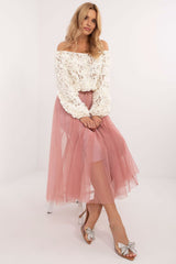 Flared tulle midi skirt