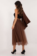 Flared tulle midi skirt