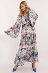 Spanish neck flared cut floral pattern daydress