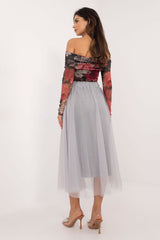 Flared tulle midi skirt