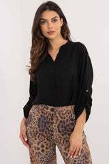 Long sleeve stand-up collar versatile blouse