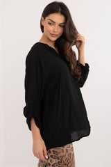 Long sleeve stand-up collar versatile blouse