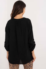 Long sleeve stand-up collar versatile blouse