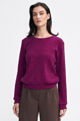 Long sleeve ribbed knit fabric blouse