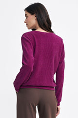 Long sleeve ribbed knit fabric blouse