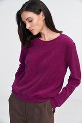 Long sleeve ribbed knit fabric blouse