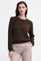 Long sleeve ribbed knit fabric blouse