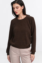 Long sleeve ribbed knit fabric blouse