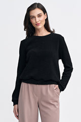 Long sleeve ribbed knit fabric blouse