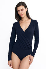 Long slim sleeves evening bodysuit