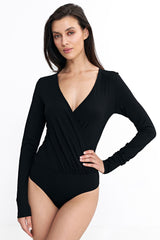 Long slim sleeves evening bodysuit