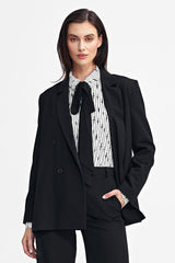 Classic lapel collar contrasting stripes jacket