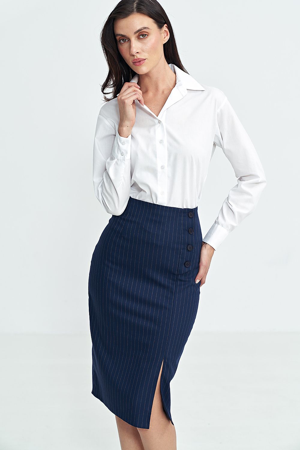 High waist tennis-type stripes formal skirt