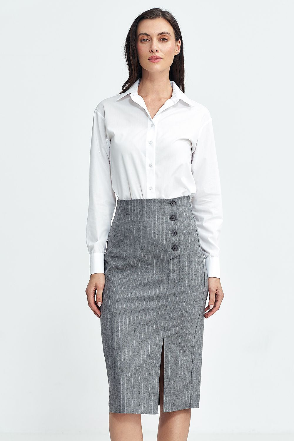 High waist tennis-type stripes formal skirt