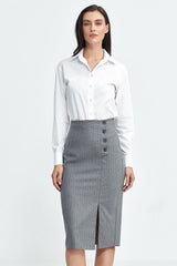 High waist tennis-type stripes formal skirt