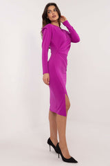 Elegant Pencil-Cut Midi Dress with Shoulder Accents