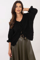 3/4-length sleeves three-string tie cardigan