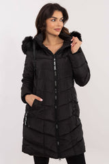 Detachable fur knee-length jacket