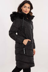 Detachable fur knee-length jacket