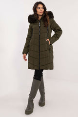 Detachable fur knee-length jacket