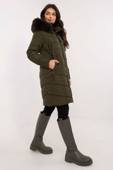 Detachable fur knee-length jacket