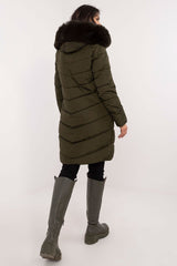 Detachable fur knee-length jacket