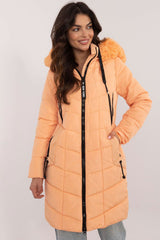 Detachable fur knee-length jacket