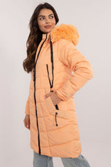 Detachable fur knee-length jacket