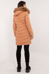 Detachable fur quilted knee-length jacket