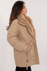 Women's casual quilted brown jacket