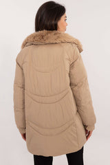 Women's casual quilted brown jacket