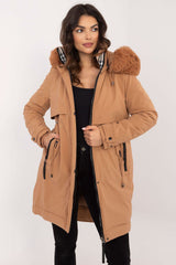 Long sleeves quilted detachable fur jacket