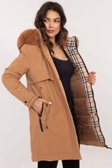 Long sleeves quilted detachable fur jacket