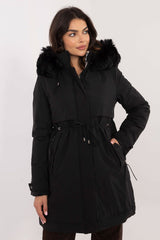 Long sleeves quilted detachable fur jacket