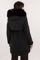 Long sleeves quilted detachable fur jacket