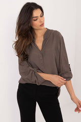 Long sleeve stand-up collar versatile blouse