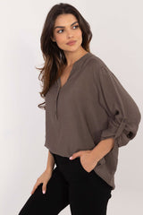 Long sleeve stand-up collar versatile blouse