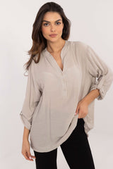 Long sleeve stand-up collar versatile blouse