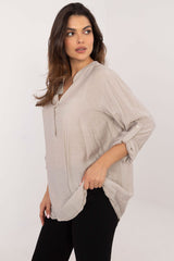 Long sleeve stand-up collar versatile blouse