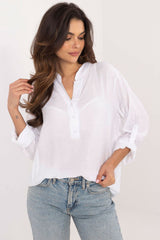 Long sleeve stand-up collar versatile blouse