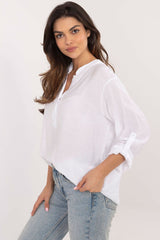 Long sleeve stand-up collar versatile blouse