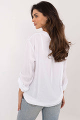 Long sleeve stand-up collar versatile blouse