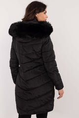 Detachable fur knee-length jacket