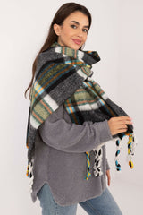 Decorative tassels classic check pattern scarf